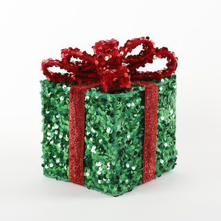 GREEN GIFT BOX DECORATION/4.7"X4.7"X6.7"