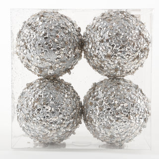 4" GLT SEQUIN BALL BX OF 4-CHAM SILV
