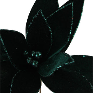 20x15IN Velvet Glitter Poinsettia Stem, Emerald