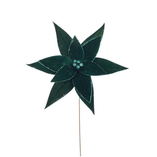 20x15IN Velvet Glitter Poinsettia Stem, Emerald