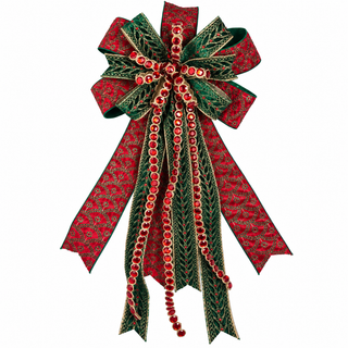 18" X 42" RED, GREEN, & GOLD PREMADE BOW