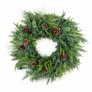 28" Gathered Greens Real Touch Wreath SHIPS 7/1/2026