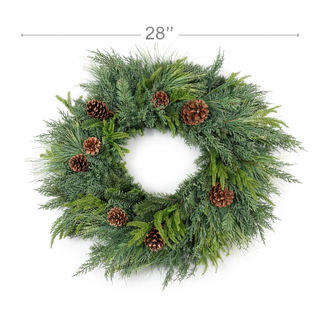 28" Gathered Greens Real Touch Wreath SHIPS 7/1/2026