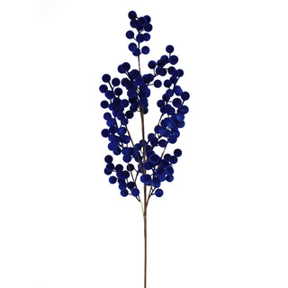 33IN Flocked Berry Spray, Blue