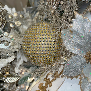 8IN Jewel Ball Ornament, Platinum Champagne