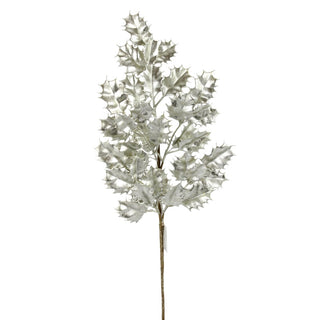 27IN Metallic Holly Spray, Platinum