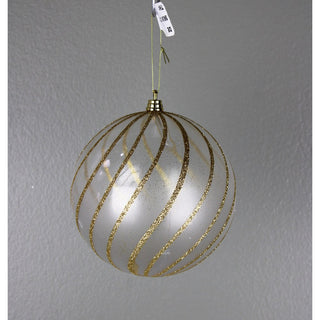 150MM Glitter Swirl Ball Ornament, Clear Gold
