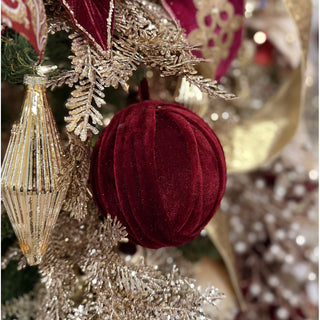 4.7IN 120MM Velvet Ball Ornament, Burgundy