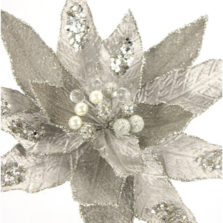 18IN Jewel Poinsettia Stem, Platinum Champagne