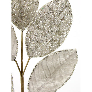 25IN Magnolia Leaf Stem, Platinum
