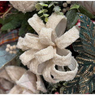 20IN Snow Ribbon Spray, Ivory
