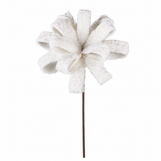 20IN Snow Ribbon Spray, Ivory