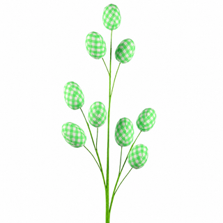 29" Gingham Fabric Eggs Stem Color Green #3
