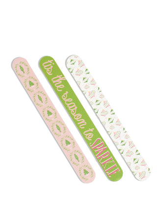 Nutcracker Trellis Nail Files Pink/Green 7x1x.16 Set of 3