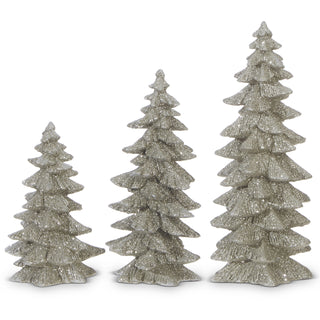 6"H Silver Glittered Trees (Small)