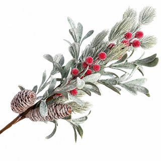 30" Sugared Berries and Greenery Stem-GREEN/RD