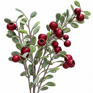 32IN Pod Leaf Frosted Spray, Red