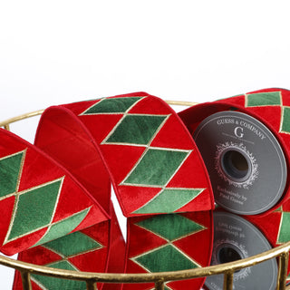 4"X 5 YD EMB ON RED PLUSH VELVET WITH RED DUPION BACK RIBBON