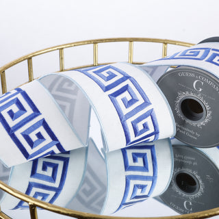 4" EMB ON WHITE DUPION WITH WHITE DUPION BACK RIBBON