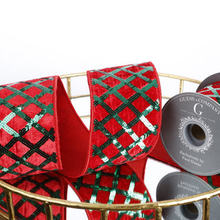 4" SEQ EMB ON RED PLUS VELVET EMB WITH RED DUPION BACK RIBBON