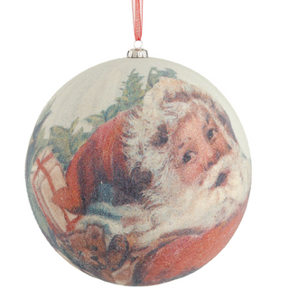 8" Beaded Santa Ball Ornament