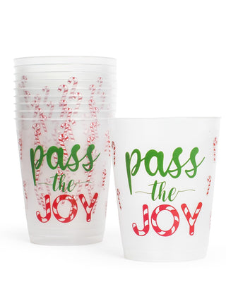 Pass the Joy Party Cups Frosted/Green/Red 16oz. Set of 10