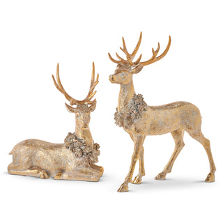 11.5" Gold Deer with Wreath (LAYING)