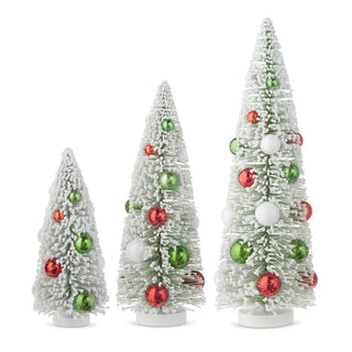 8.75" Bottle Brush Trees with Ornaments