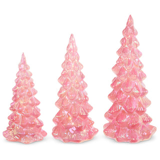 10.25" Lighted Pink Iridescent Trees (Medium)