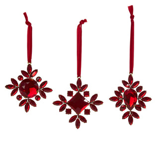 3.5" Red Jeweled Snowflake Ornament (CENTER CIRCLE)