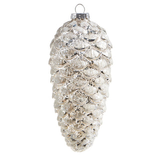 5.75" White Glittered Pinecone Ornament