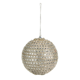 4" Silver Jeweled Ball Ornament