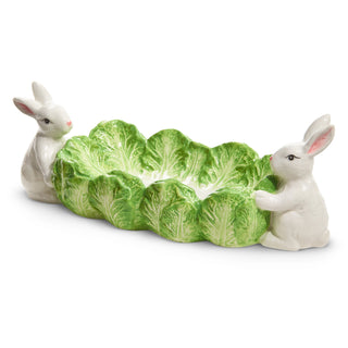 10" GREEN CABBAGE TRAY WITH BUNNIES