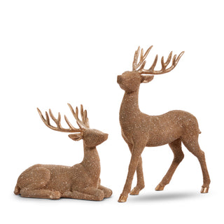 15.25" Standing Bronze Glittered Deer