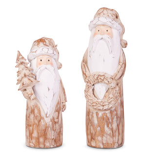 10" Natural Distressed Carved Santas (Large)