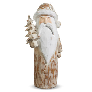 21.5" Natural Distressed Carved Santa