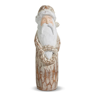 17" Natural Distressed Carved Santa