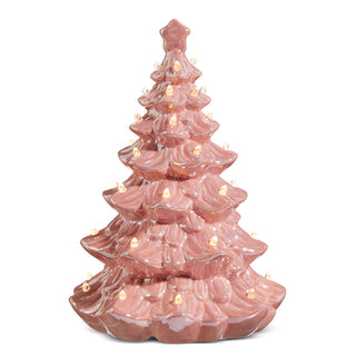 13" Lighted Pink Vintage Tree