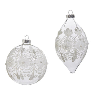 4" Clear Frosted Ornament Double Point