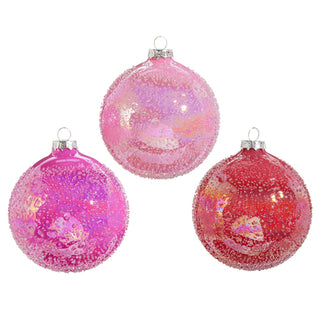 4" Pink Glitter Ball Ornament-Light Pink