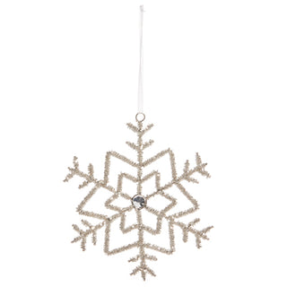 7" Beaded Silver Snowflake Ornament