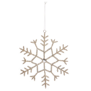 8.5" Beaded Silver Snowflake Ornament