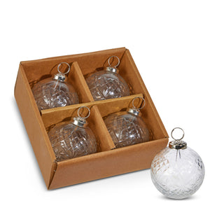 3" Box of Etched Clear Ball Ornaments