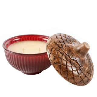 Apple Jack Red Glass Acorn Candle