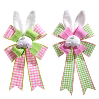 19" EASTER CHECK BOWS-PINK