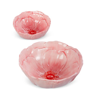 SET OF 2, 6.25" PINK FLORAL BOWLS