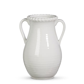 10" HANDLED WHITE VASE