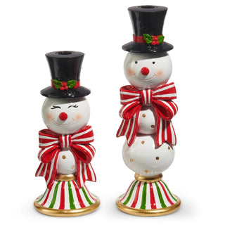 13" Happy Snowman Candlesticks (LARGE ONLY) SHIPS 9/1/2026