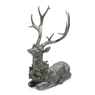 18" Sitting Deer with Wreath