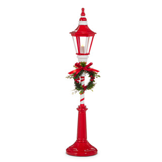 21" Lighted Red and White Christmas Lamp Post